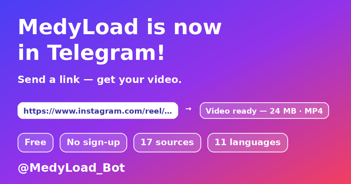 MedyLoad — vaizdo įrašų atsisiuntimas per Telegram botą
